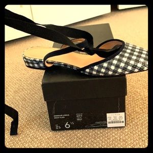 J. Crew gingham ankle-wrap flats size 6.5